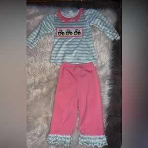 Smocked tractor outfit